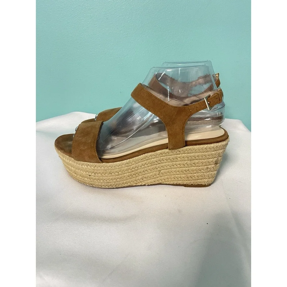Nine West‎ Women's Espadrille Wedge Dress Sandals Brown Size:7.5 S-684